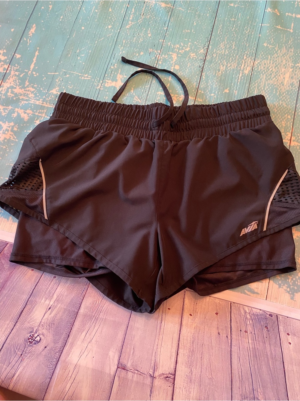 Avia Black Women's Athletic Shorts with Subtle Reflective Trim